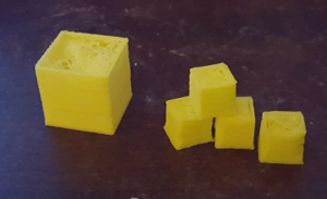 cubes printed while calibrating my printer